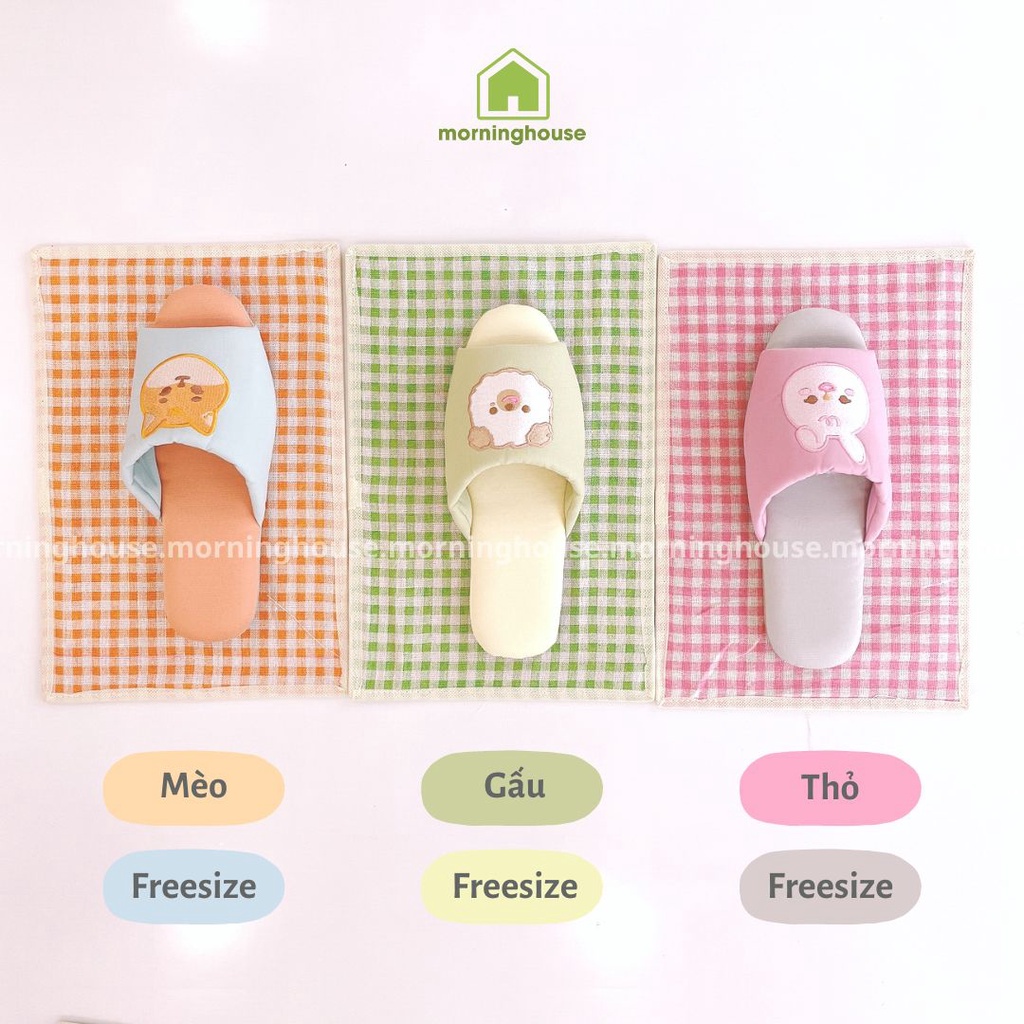 Dép Bông Đi Trong Nhà Morning House- Vải in họa tiết thú cưng, đi trong nhà rất êm chân