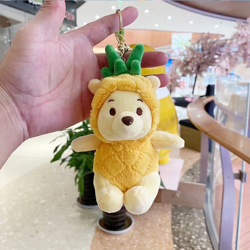 Móc khoá trang trí gấu bông mini gấu Pooh có thể tháo nón