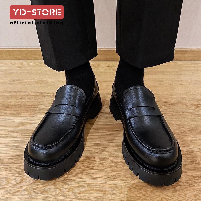 Miễn phí vận chuyển tại chỗ : công chiếu thế giới mùa thu mới phong cách anh đầu tròn dày đáy gót giữa giày da nam thợ làm tóc thời trang đa năng giày nam thông thường nâng cao
