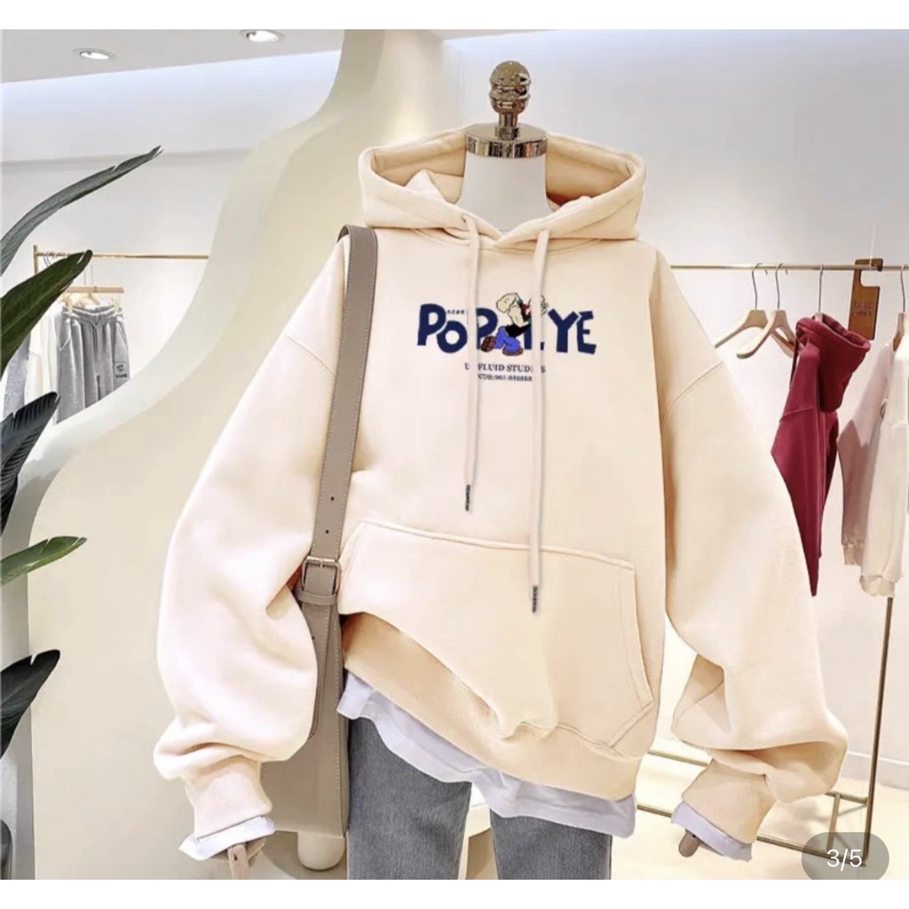 Áo Hoodie nữ nam unisex áo khoác nỉ bông tay bồng form rộng HANOVA chất liệu nỉ bông dày dặn