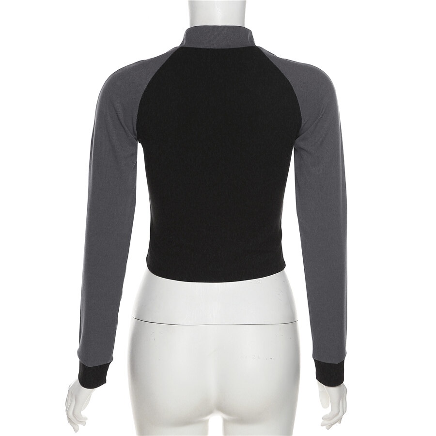 Áo kiểu WEIRD PUSS tay dài ôm dáng có khóa kéo in họa tiết chữ cái phong cách vintage cá tính dành cho nữ