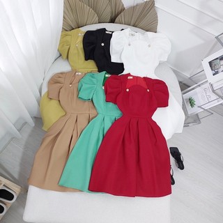 Đầm 2 Nút Cổ Vuông