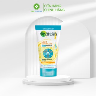 Sữa rửa mặt 3 trong 1 giảm mụn, dưỡng sáng da garnier bright complete 3-in-1 anti-acne foam 100ml