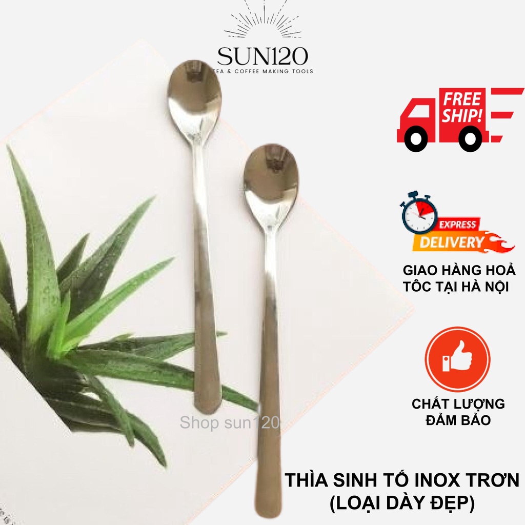 Thìa inox cán dài, thìa chanh, sinh tố, cafe inox loại trơn