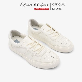 Giày sneaker thể thao nữ màu trắng đẹp dáng giày bata cổ thấp đế bằng thời trang bAimée & bAmor – MS1408