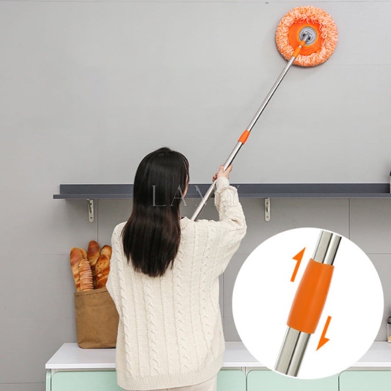 Chổi Lau Trần Nhà, Chổi Quét Trần Nhà, Cây Lau Nhà Hình Hoa Hướng Dương Đa Năng Xoay 180 Độ Cán Inox Dài 150 đến 180cm
