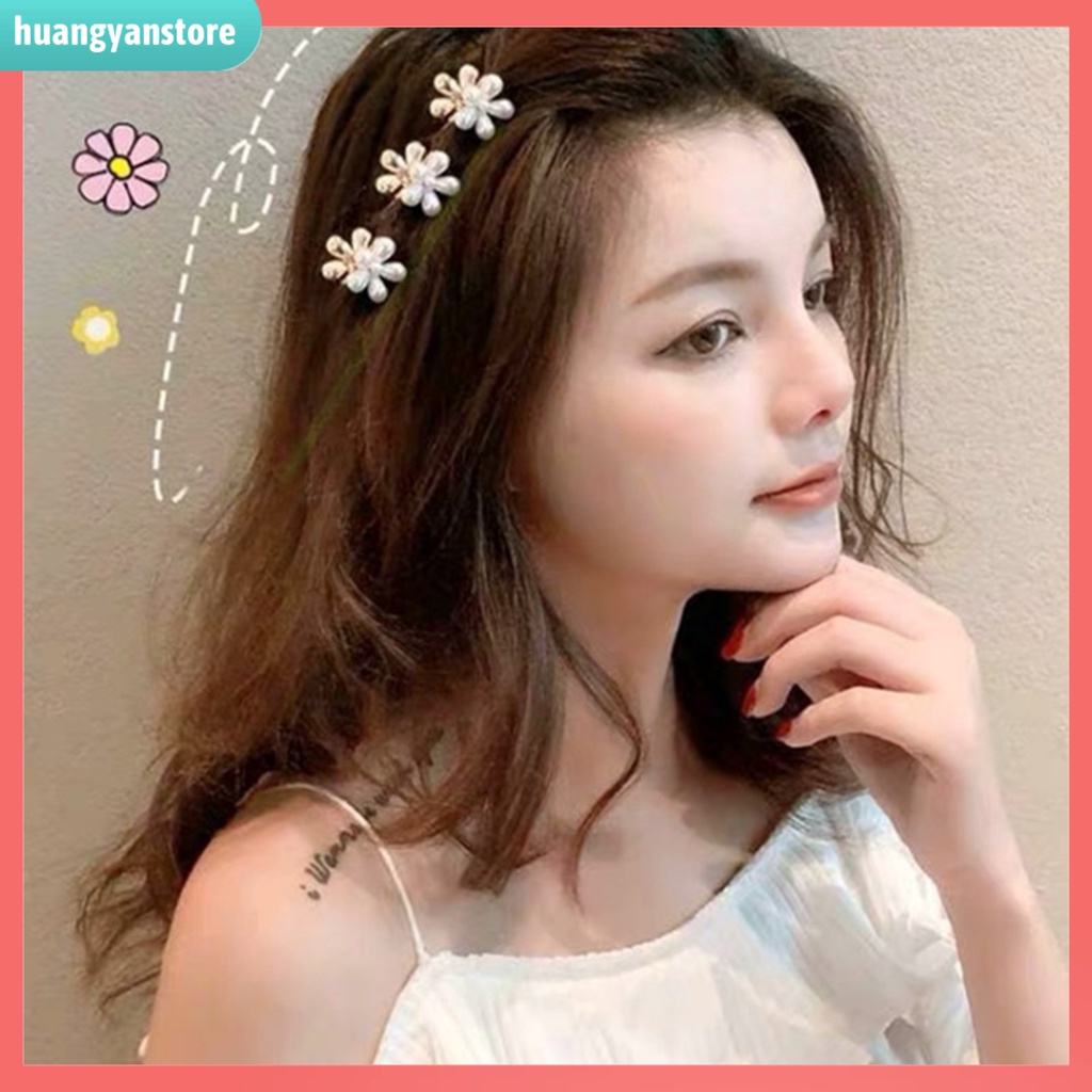 HY/ Kẹp Tóc Hình Hoa Đính Ngọc Trai Giả Thời Trang Cho Nữ