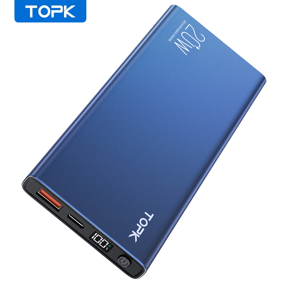 Sạc dự phòng TOPK USB Type C 20W PD QC3.0 10000mAh màn hình hiển thị LED