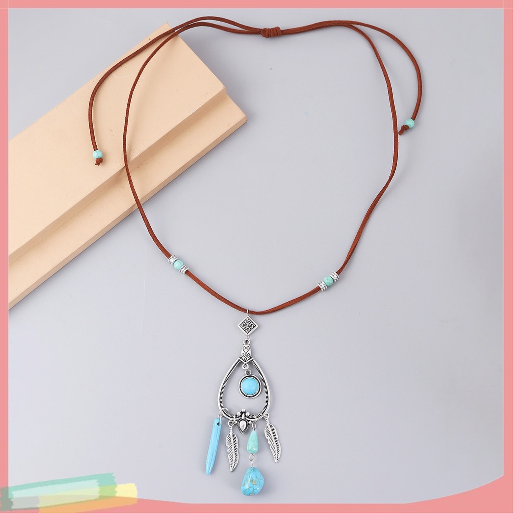 Vòng Cổ Dây Bện Mặt Đá Tự Nhiên Thời Trang Nữ Tính