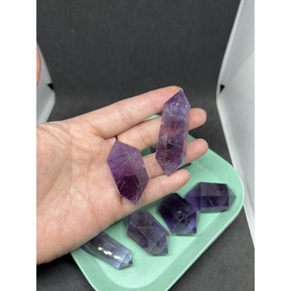 Trụ đá lục lăng tím Amethyst trong veo