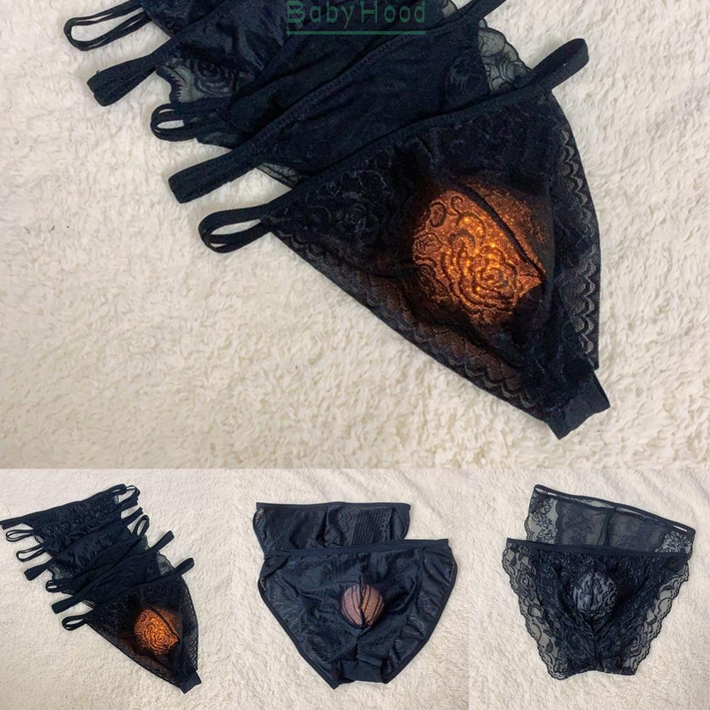 Men Sissy Sheer Lace Panties Pouch Briefs G-string Thongs Underwear Underpants#BBHOOD