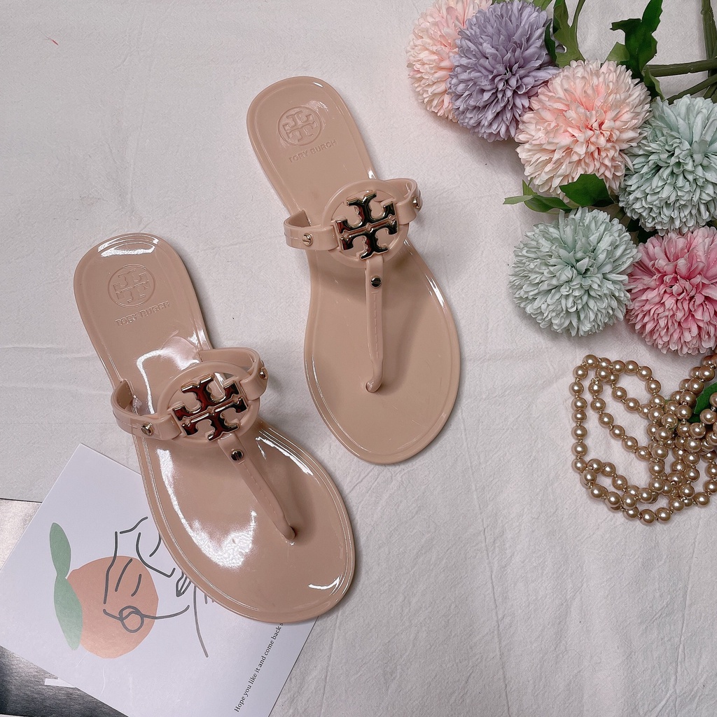 Giày Sandal Đế Bệt Mùa Hè Dây Chữ T Bằng Kim Loại Thời Trang Cho Nữ