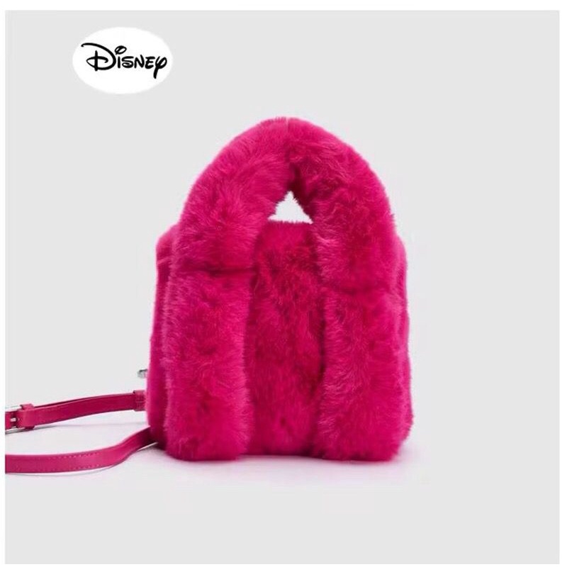 Disney Túi Đeo Chéo Phủ Lông Họa Tiết Hoạt Hình Chú Gấu / Dâu Tây Dễ Thương Thời Trang Mùa Đông 2022 Cho Nữ