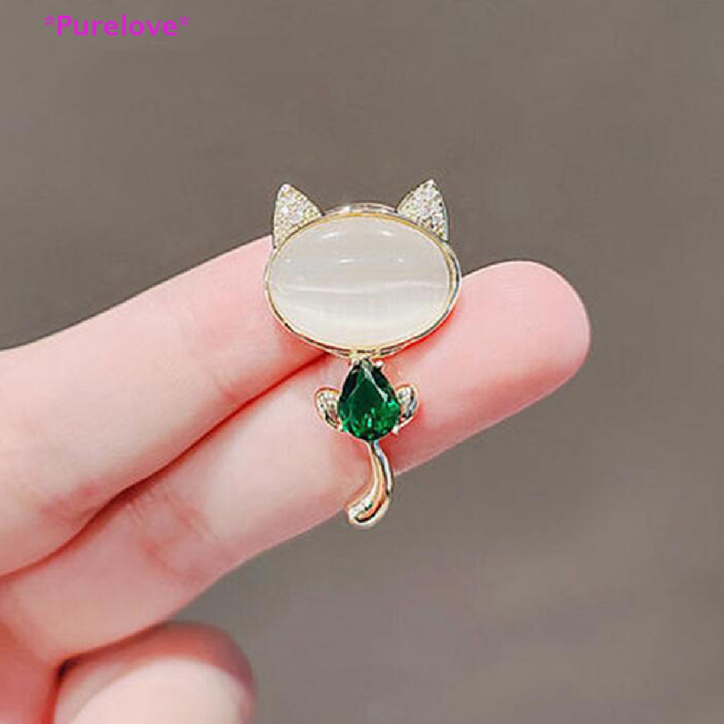 Ghim Cài Áo Hình Mèo Đính Đá Opal Thanh Lịch Cho Nữ Mới