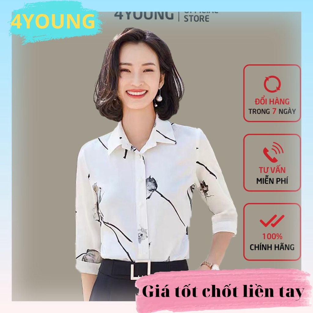 Áo sơ mi nữ công sở tay dài đẹp phong cách trẻ Hàn Quốc 4YOUNG A26