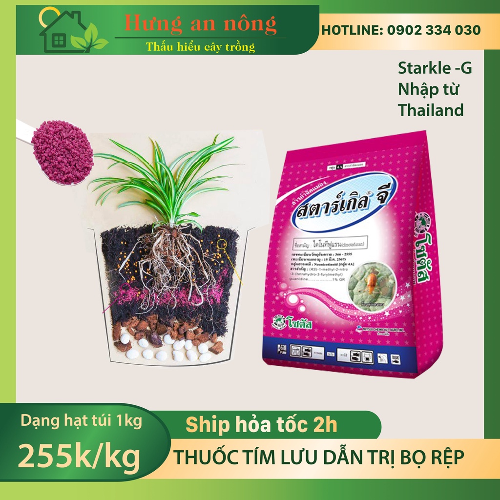 Thuốc Tím Starkle-G Thailand (túi 1kg), lưu dẫn, diệt rệp, côn trùng hút chíc