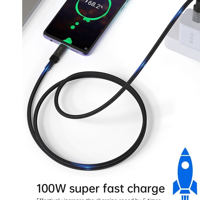 Cáp sạc nhanh TypeC to typeC 100W Devia sạc nhanh PD dùng cho điện thoại, máy tính bảng, laptop - Hàng chính hãng