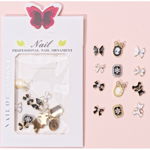 Charm kim loại cao cấp đính đá làm nail (Charm túi)