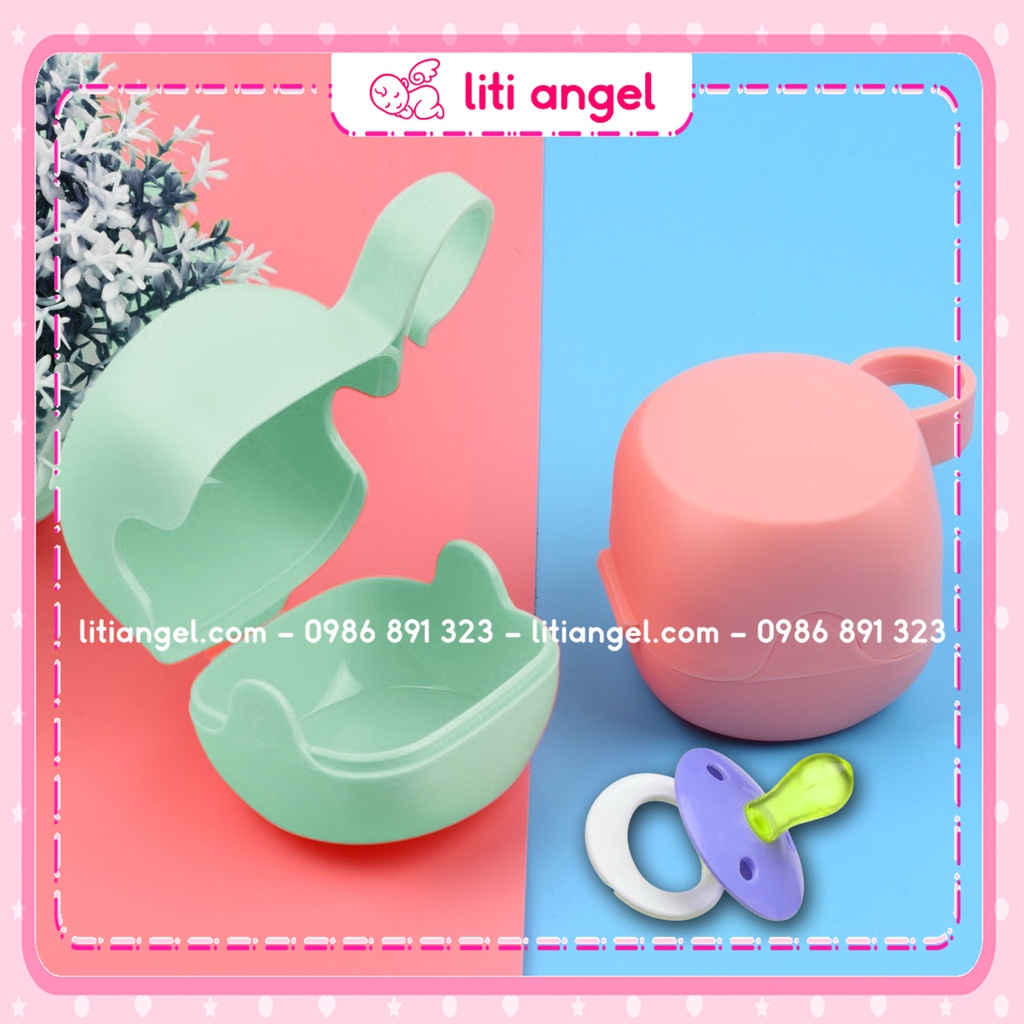 Hộp đựng ti giả có móc treo trơn màu cho bé