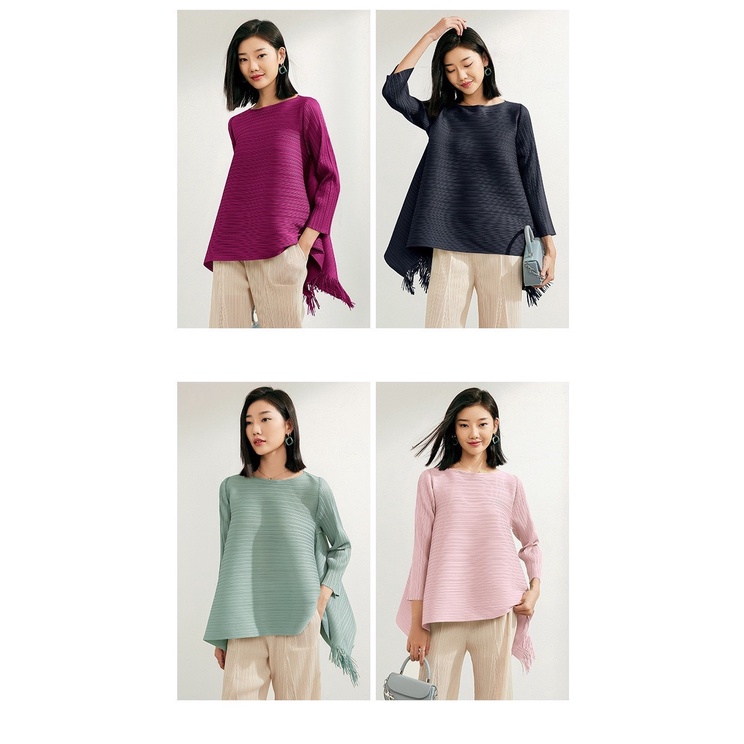 (HÀNG SẴN) Áo thun lò xo tay lỡ dáng chữ A, áo thun vải nhúng form rộng dài có tua rua vạt áo, freesize 80kg