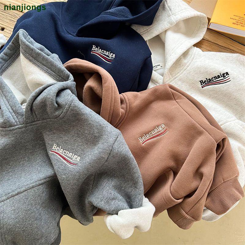 Hàng Mới Về Bộ Quần Áo Nỉ Lót Lông Cừu Thêu Hình Thỏ Thời Trang Mùa Đông 2022 Dành Cho Bé Trai Gái