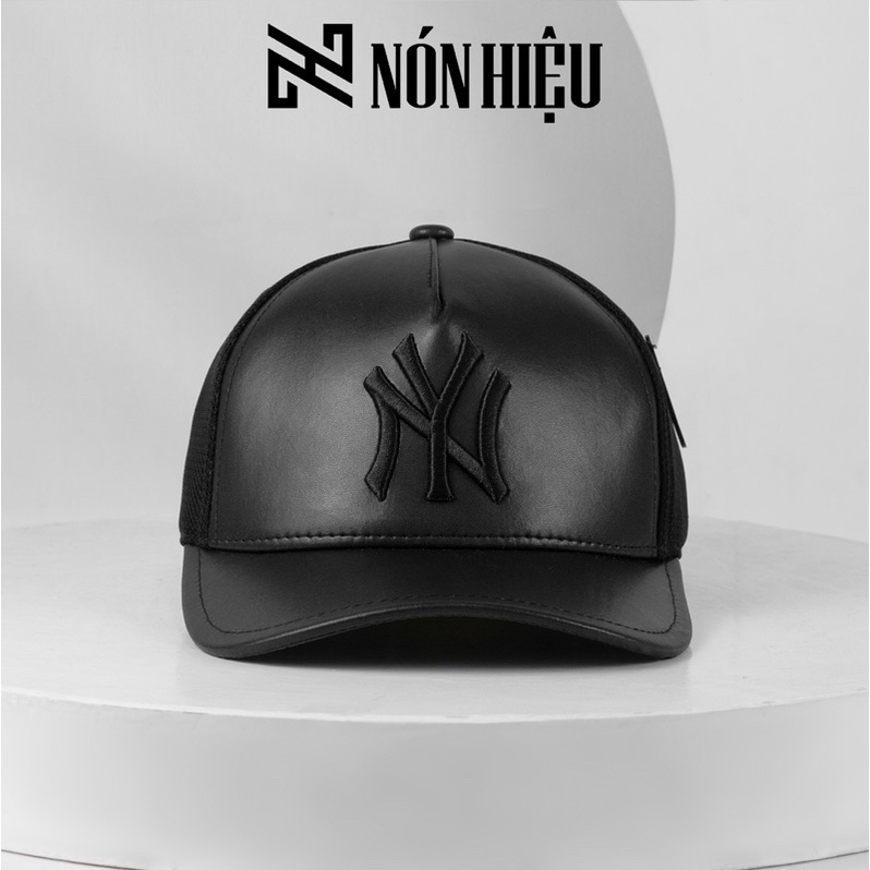 Mũ lưỡi trai NY Da Thật MADE IN KOREA Full Tem Mark hãng