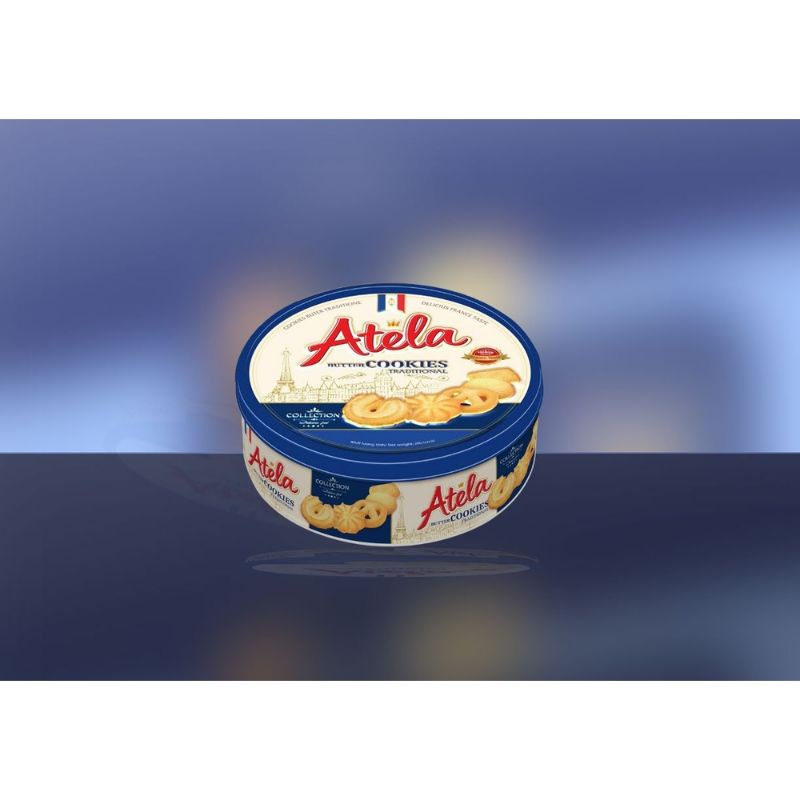 1 Hộp Bánh Atela quy bơ hộp thiếc 200g ,  bánh làm giỏ quà, tháp lễ....