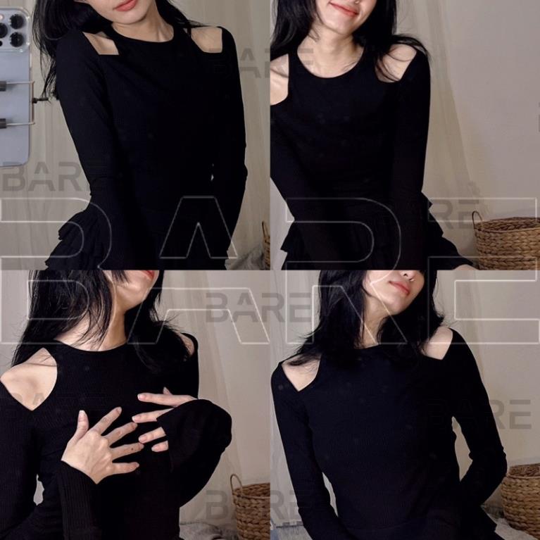 Áo thun nữ form ôm tay dài khoét vai tay dài gợi cảm - AO085