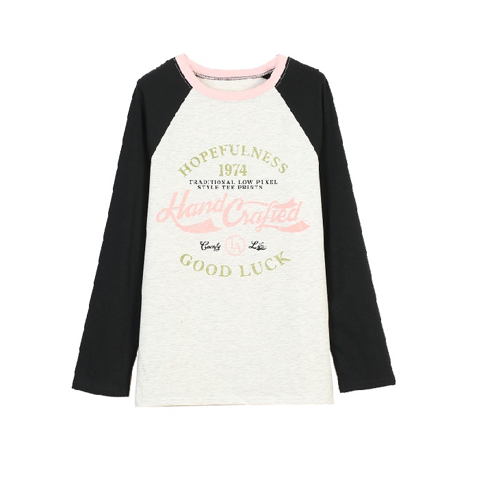 SUXI Áo Thun Tay Dài Dáng Rộng Màu Sắc Thời Trang Hàn Quốc Cho Nữ