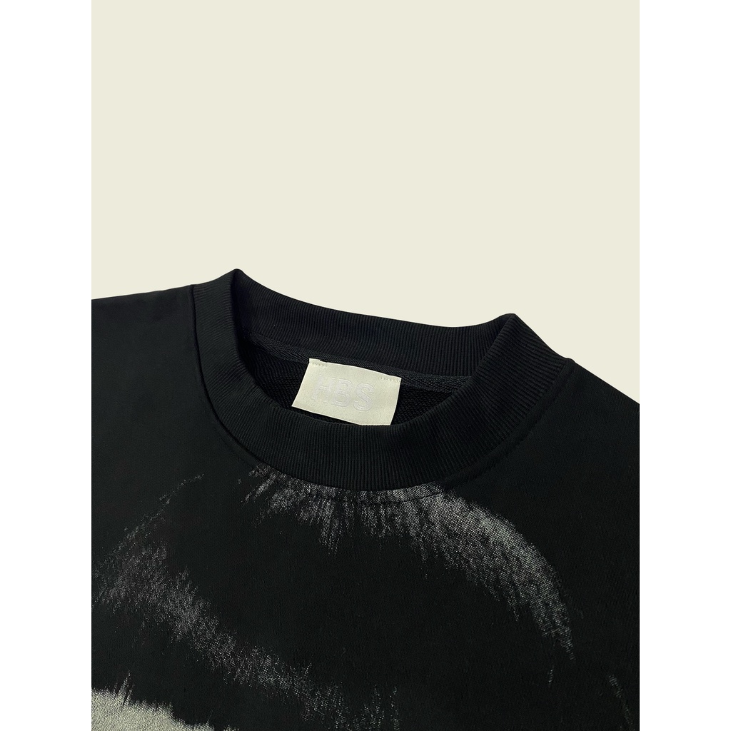 Áo sweater đen nỉ da cá in hình HBS REAL EYES SWEATSHIRT