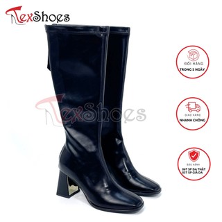 Giày bốt đùi da bóng thời trang boot nữ cao cấp gót trụ 7cm vnxk tex shoes