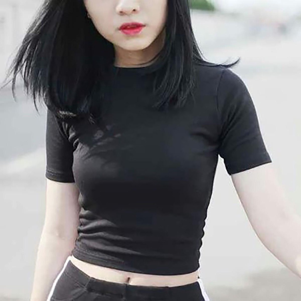 Áo Croptop nữ có cổ polo crop cổ tròn unisex dáng ôm cotton - MAC boutique