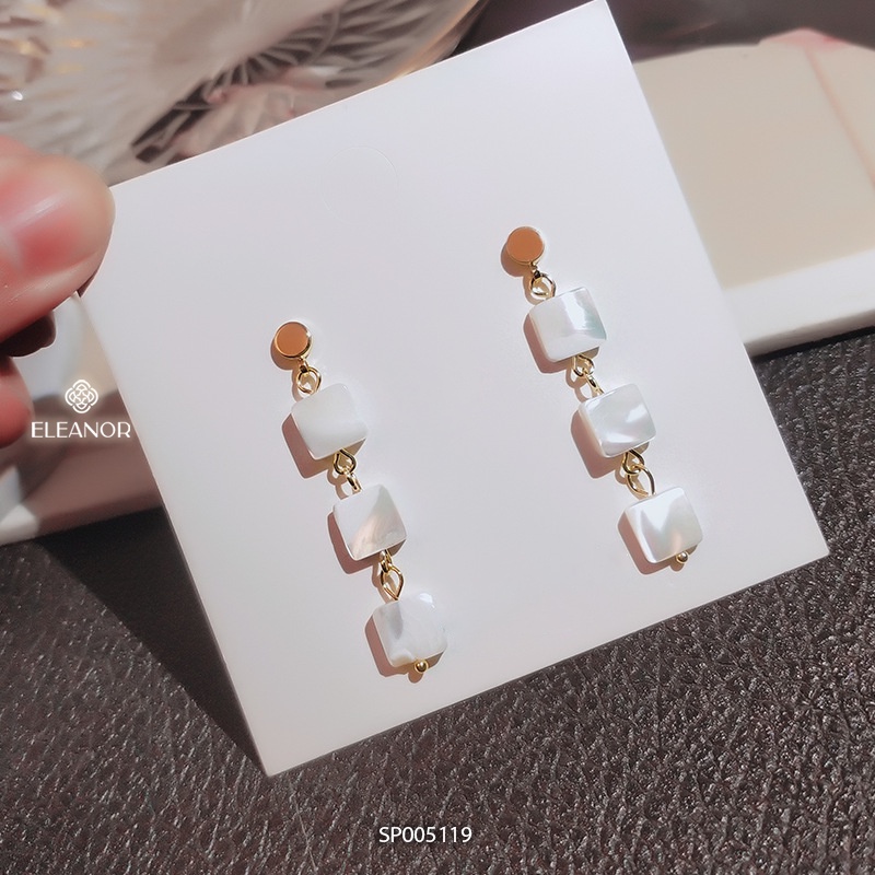 Bông tai nữ dáng dài Eleanor Accessories thiết kế phối hình vuông phụ kiện trang sức cá tính