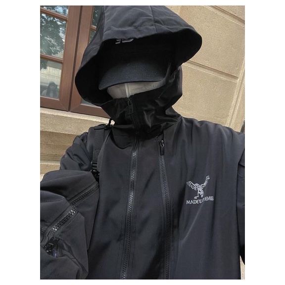 Áo khoác gió có mũ trùm đầu nam nữ phong cách retro,đường phố