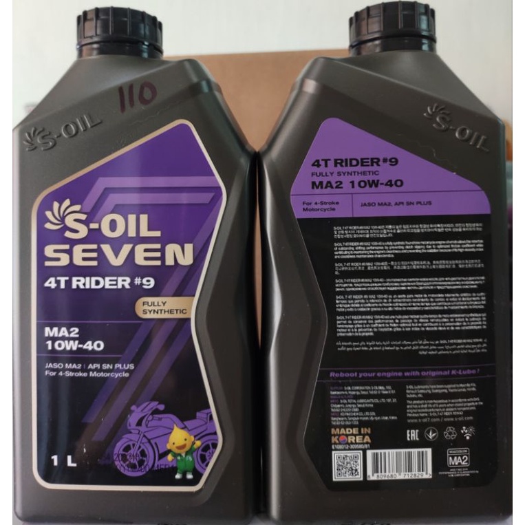Dầu nhớt dành cho xe tay côn, xe máy số - S-OIL RIDER #9 SN Plus 10W40 - 1L