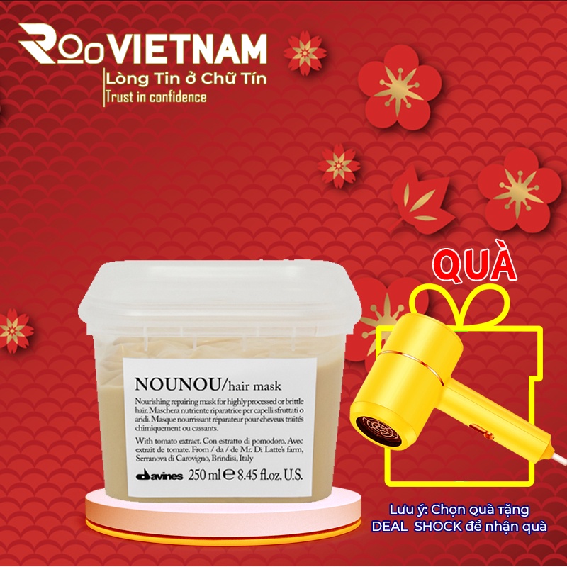 Kem Ủ Tóc Khô Phục Hồi Hư Tổn Tăng Phồng Davines Nounou Hair Mask 250ml