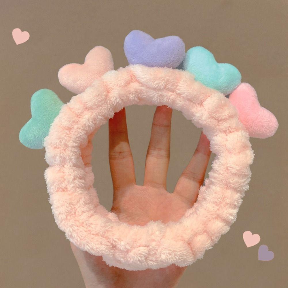 BACK2LIFE Băng Đô Cài Tóc Vải Lông Chống Trượt Họa Tiết Hoạt Hình Trái Tim Dễ Thương Cho Nữ