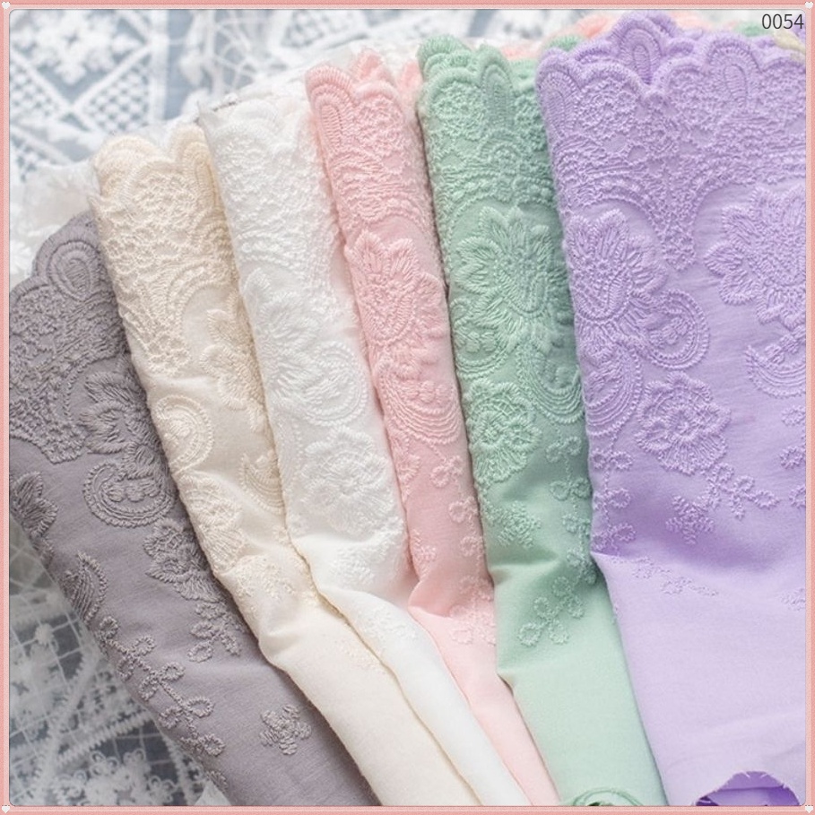 Vải Ren Cotton Thêu Hoa Mẫu Đơn Trang Trí Váy Thủ Công