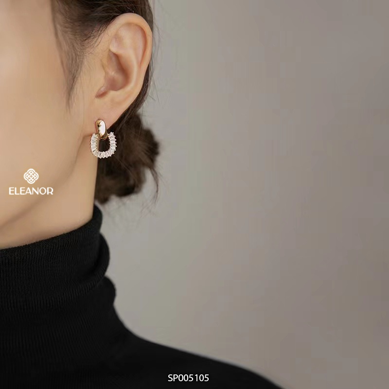 Bông tai nữ Eleanor Accessories chữ U viền đính đá phụ kiện trang sức sang chảnh độc đáo