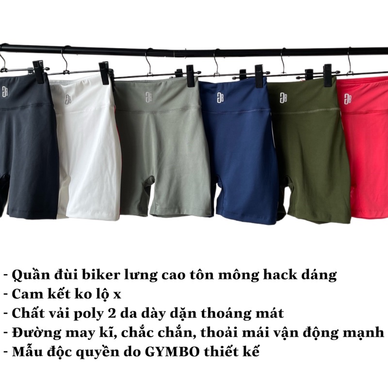 Quần short biker thể thao legging GB nữ tập gym yoga cạp lưng cao nâng mông tôn dáng bigsize