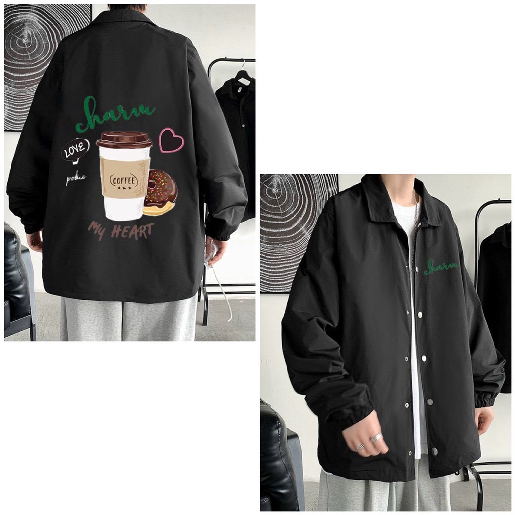 Áo Khoác Unisex Vải Dù Cổ Bẻ, Áo Gió Sơ Mi Nút Bấm Cao Cấp Phong Cách Đơn giản