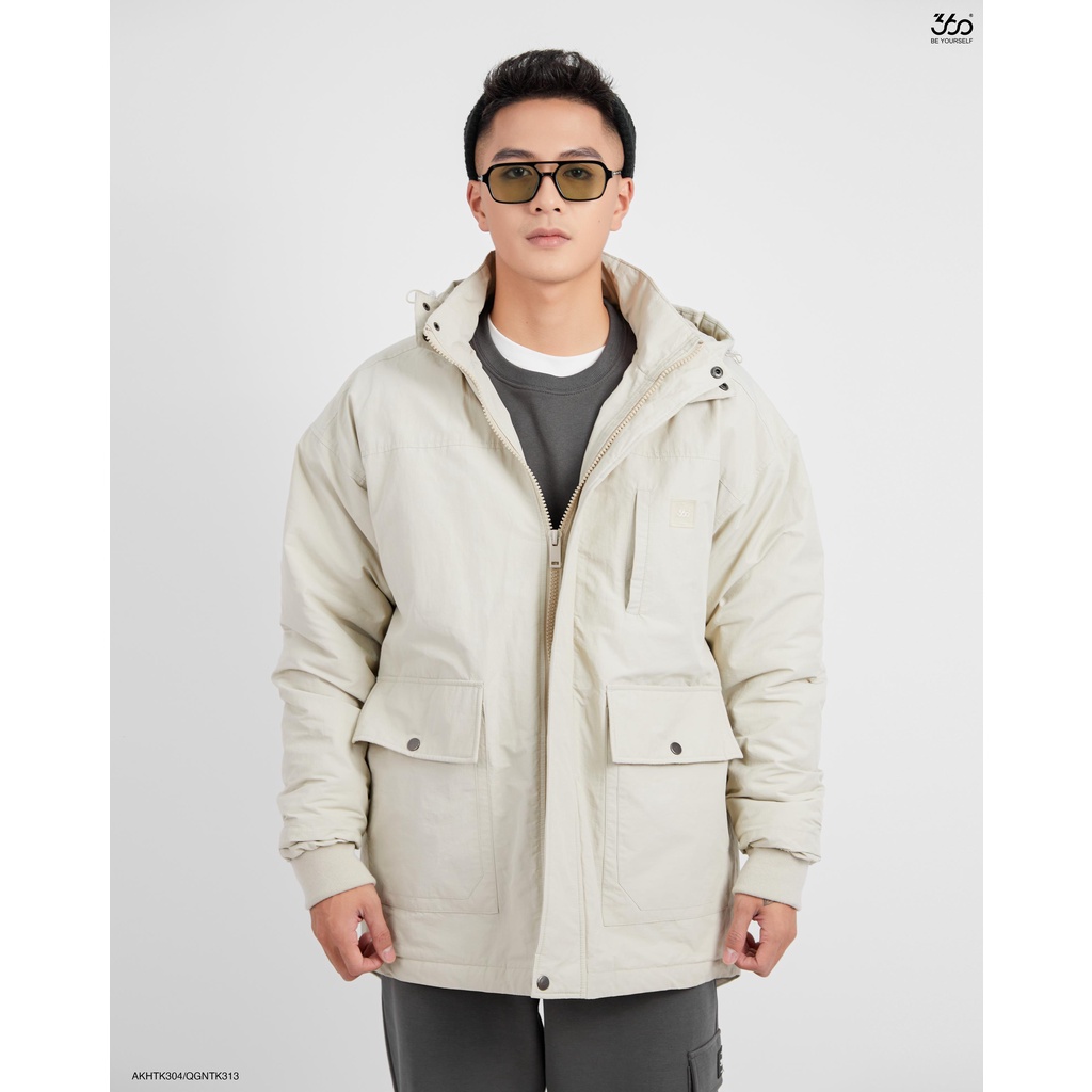 Áo khoác parka nam trần bông thương hiệu 360 Boutique có mũ có túi dày dặn - AKHTK304