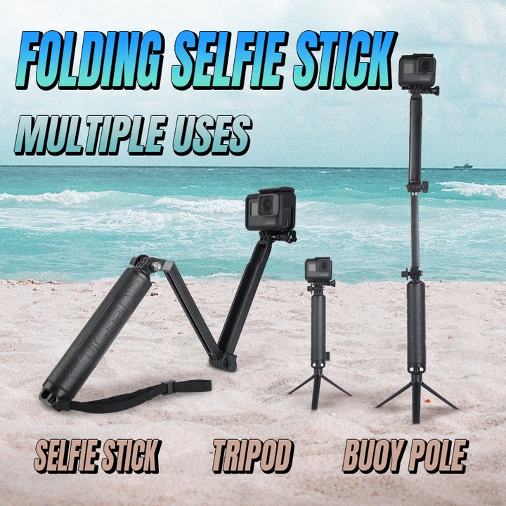 Gậy Selfie tripod 3 Chân Chống Nước Cho Gopro Hero 10 9 8 Yi 4K Sjcam Eken Dji Osmo Go Pro — 3 Ways Tripod | Arm | Grip for Action Camera，tay gấp ,đa chức năng, gậy chụp ảnh tự sướng