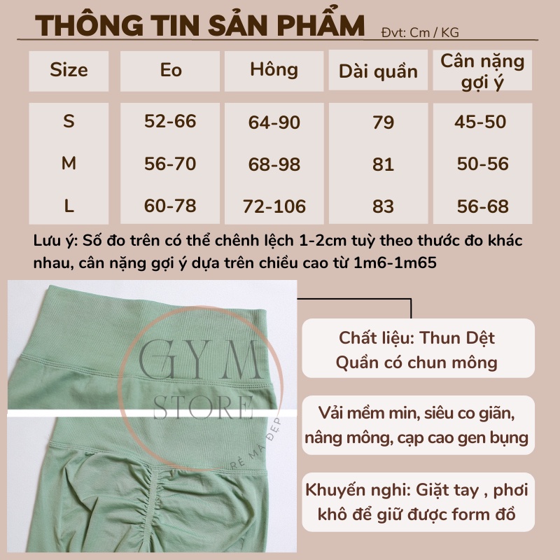 Quần Legging Cạp Lưng Cao Chun Mông Gen Bụng Tập Gym Yoga Thể Thao Nữ Thun Dệt Siêu Co Giãn 4 Chiều Thấm Hút Thoáng 020