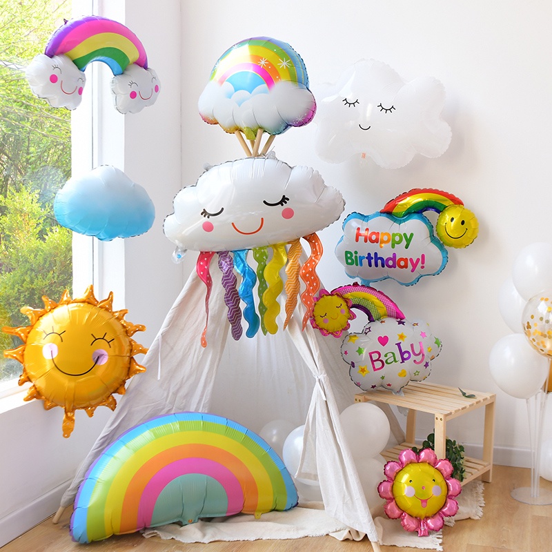 Bóng Hình Cầu Vồng Mây Mặt Trời Trang Trí Tiệc Sinh Nhật