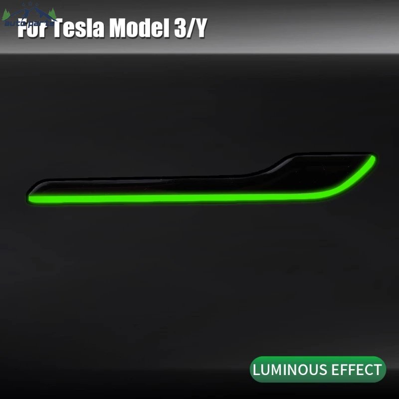 Set 4 Miếng Dán Tay Cầm Cửa Xe Hơi Tesla Model 3 Y Bằng ABS Phát Quang