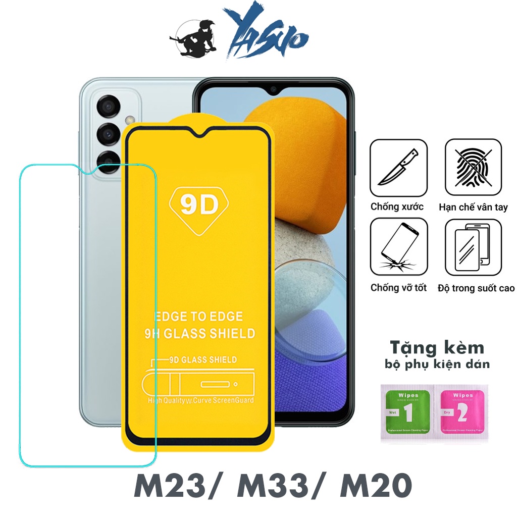 Kính Cường Lực Samsung M23 M33 M20 Full Màn Trong Suốt cảm ứng mượt mà Tặng Kèm Khăn Lau [FM]