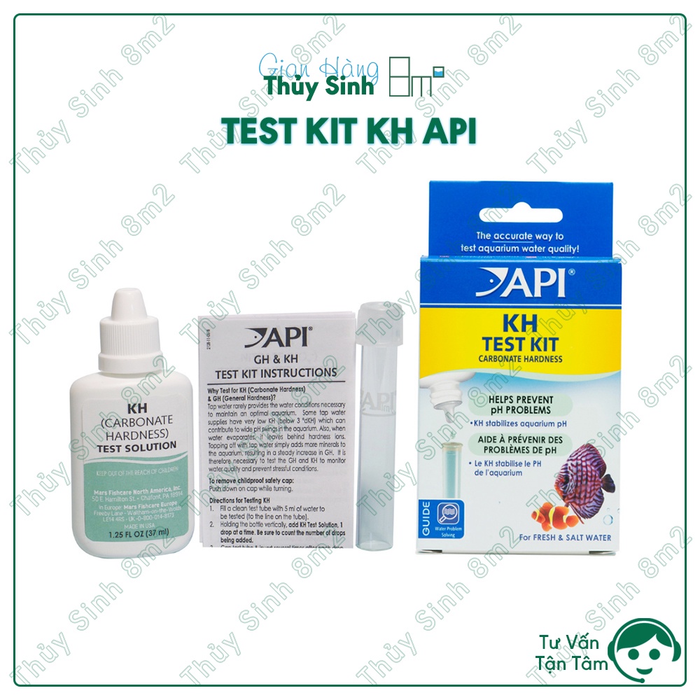 Test Kit KH API | Bộ Đo Chỉ Số Nước Thủy Sinh, Nước Mặn | 8m2