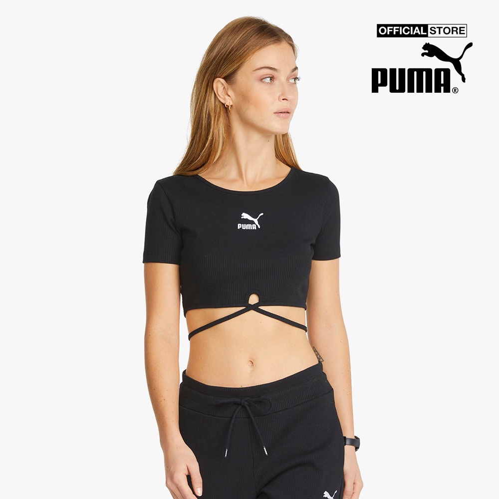 PUMA - Áo croptop thắt dây Classics Ribbed 533450-01