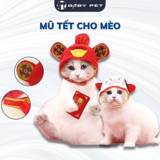 Mã BMLT35 giảm đến 35K đơn 99K Mũ Tết Cho Chó Mèo GABYPET Chất Liệu Lông